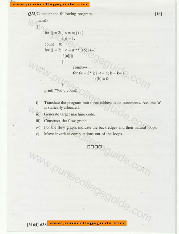 Exam paper Principles of compiler design